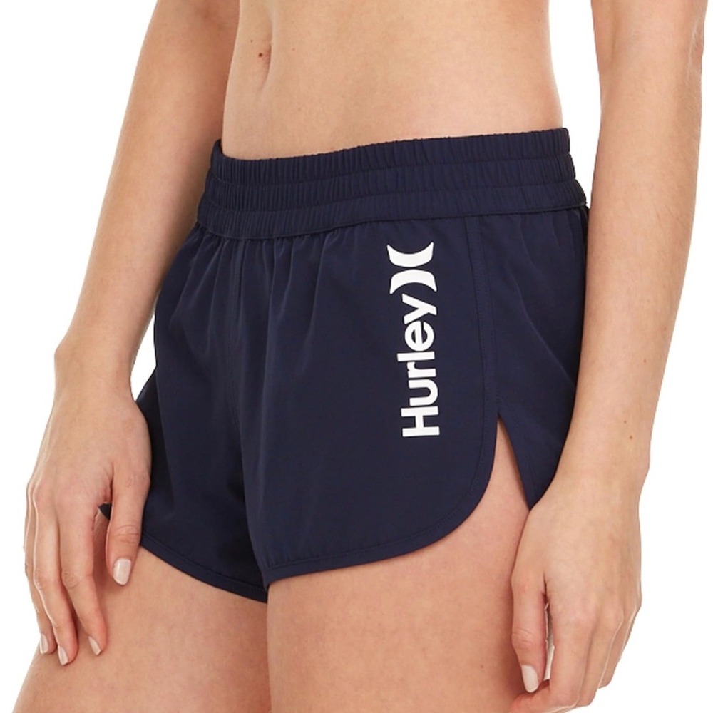 NWT Hurley Women's Navy 3" Swim Board Shorts Beach Bathing Suit Bottoms Med